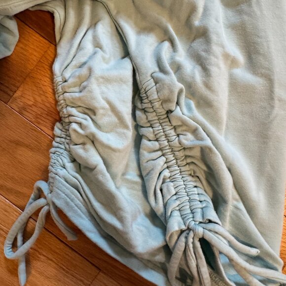Athleta Lombard Cinched Ruched Turquoise Blue Athleisure Sweatshirt Womens sz M - Picture 5 of 5
